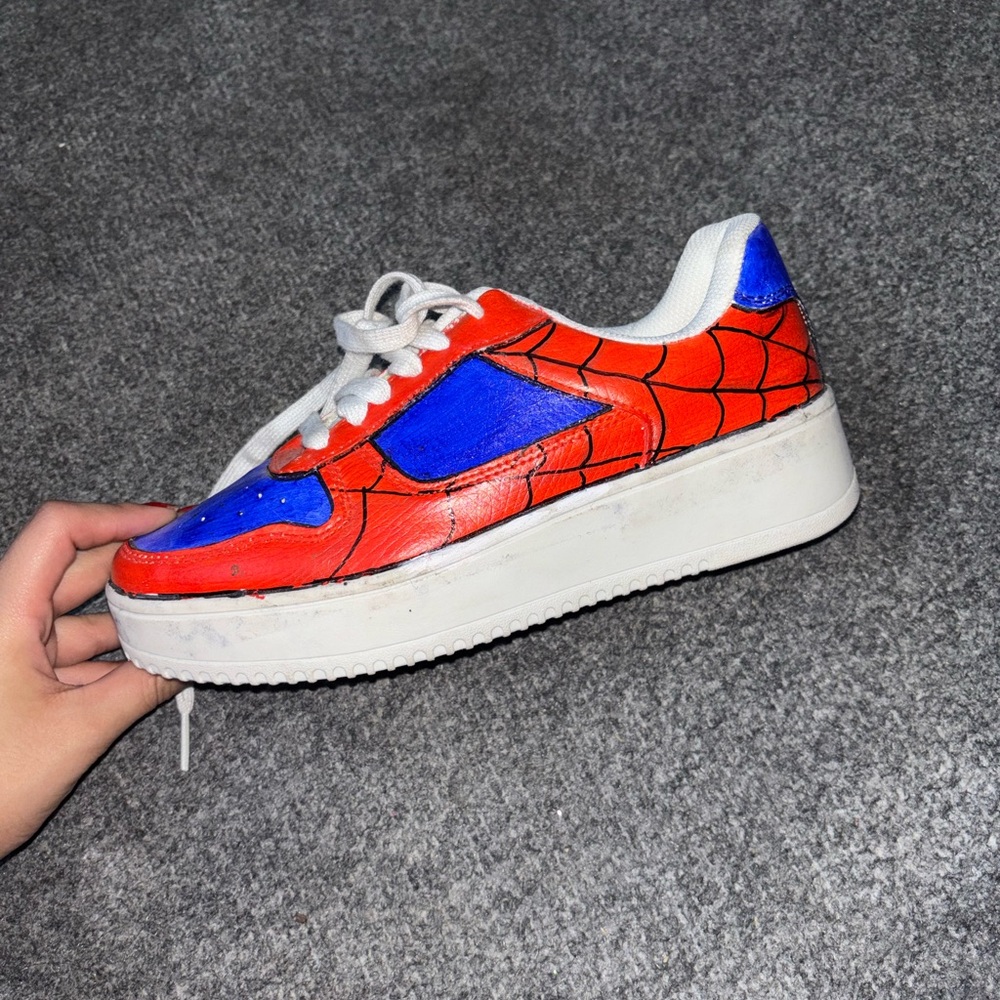 Red and Blue Spider Web Sneakers